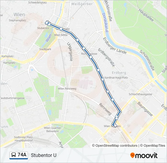 74A Bus Line Map