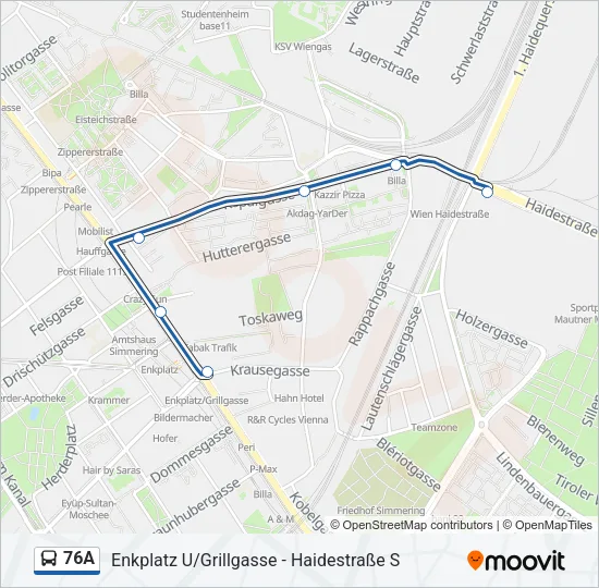76A Bus Line Map