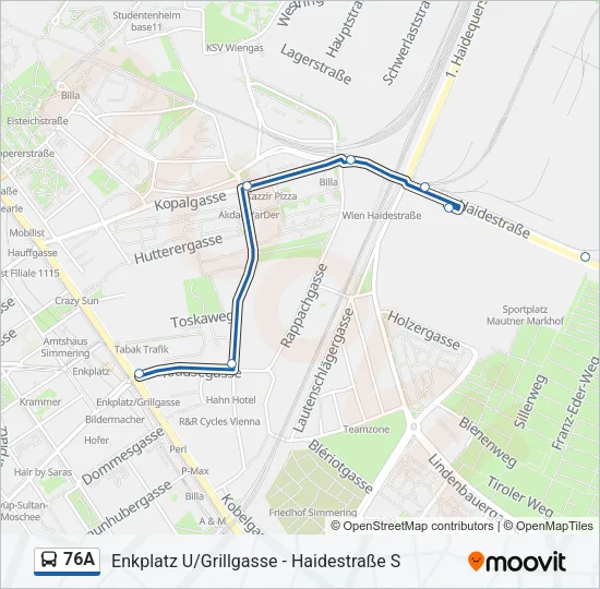 76A Bus Line Map