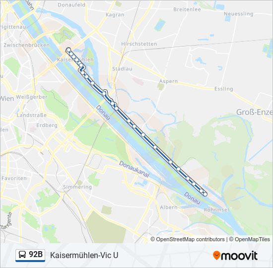 92B bus Line Map