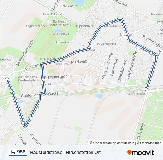 95B bus Line Map