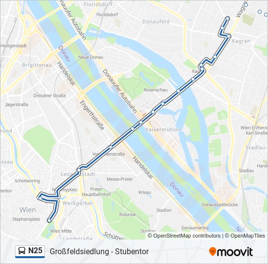 N25 bus Line Map