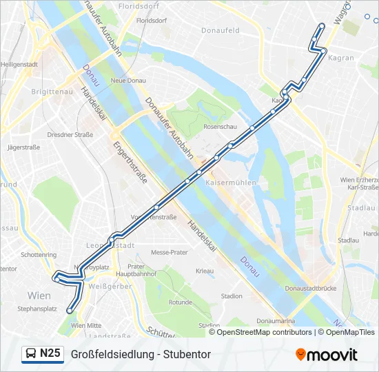 N25 Bus Line Map