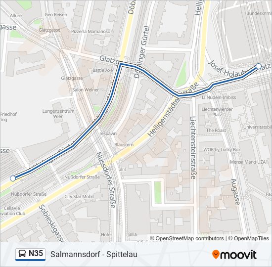 N35 bus Line Map