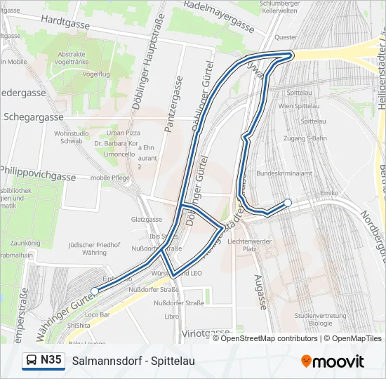N35 Bus Line Map