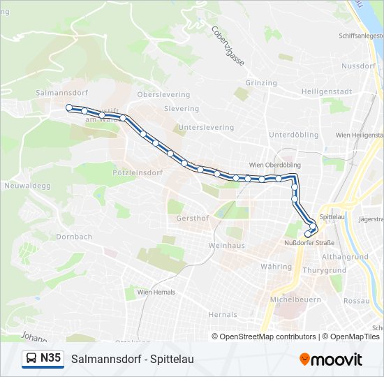 N35 bus Line Map