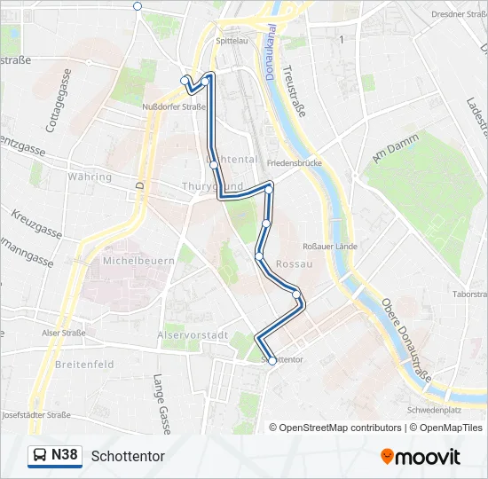 N38 Bus Line Map