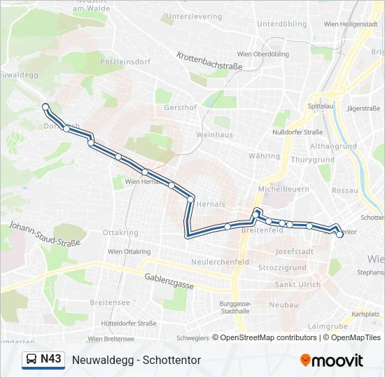 N43 Bus Line Map