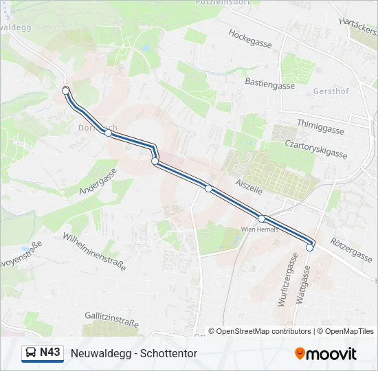 N43 Bus Line Map