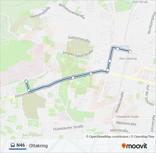 N46 Bus Line Map
