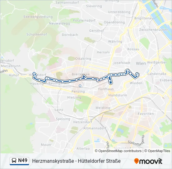 N49 Bus Line Map