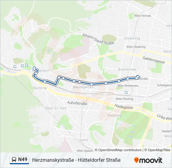 N49 Bus Line Map