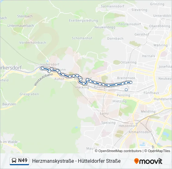 N49 Bus Line Map