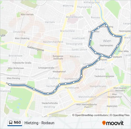 N60 Bus Line Map