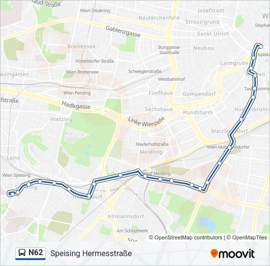 N62 Bus Line Map