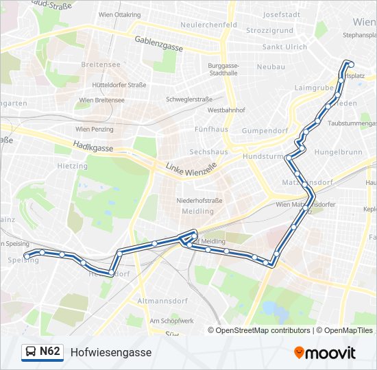 N62 bus Line Map