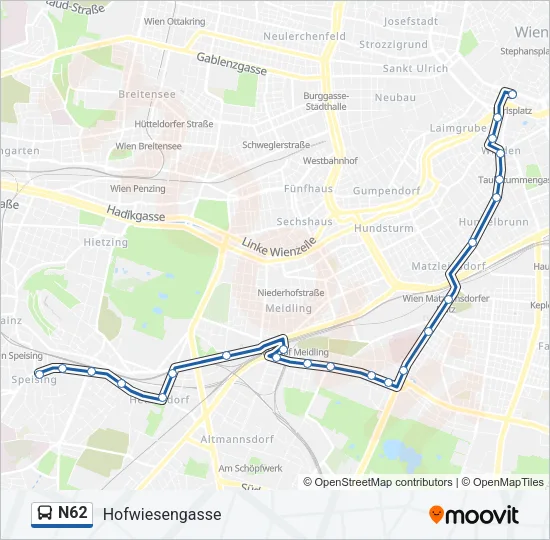 N62 Bus Line Map