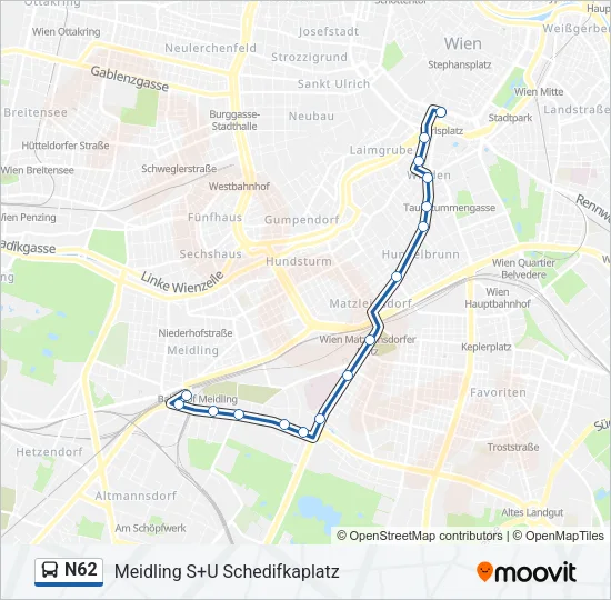 N62 Bus Line Map