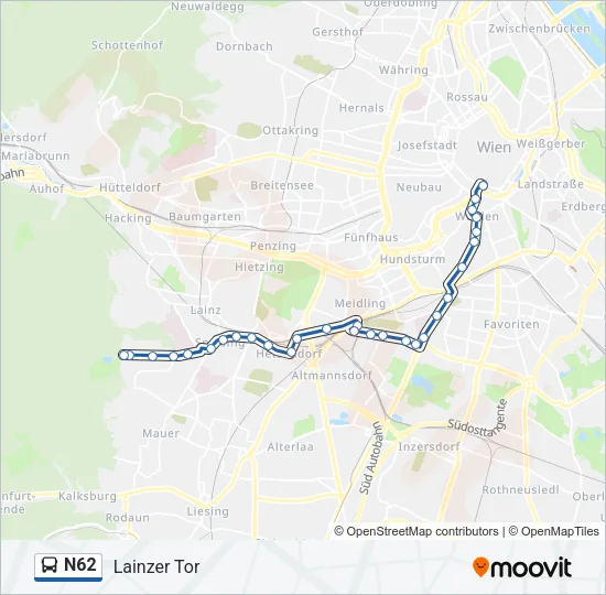 N62 Bus Line Map