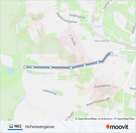 N62 bus Line Map