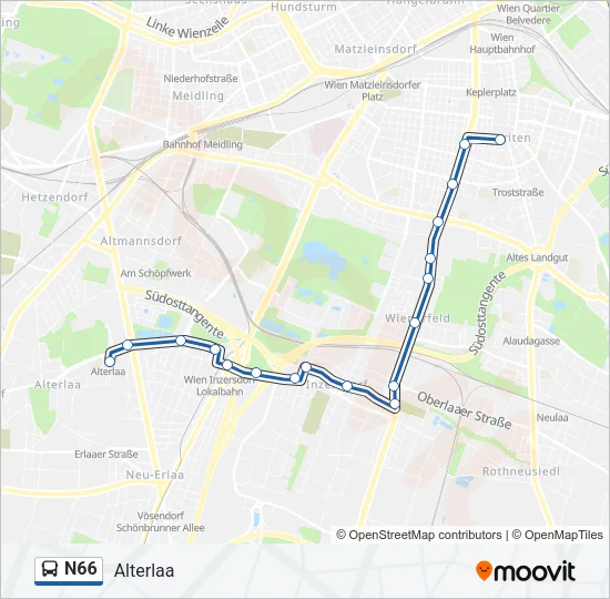 N66 Bus Line Map
