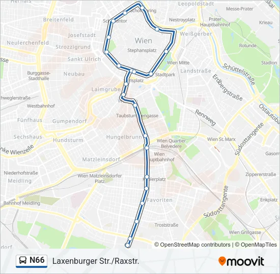 N66 Bus Line Map