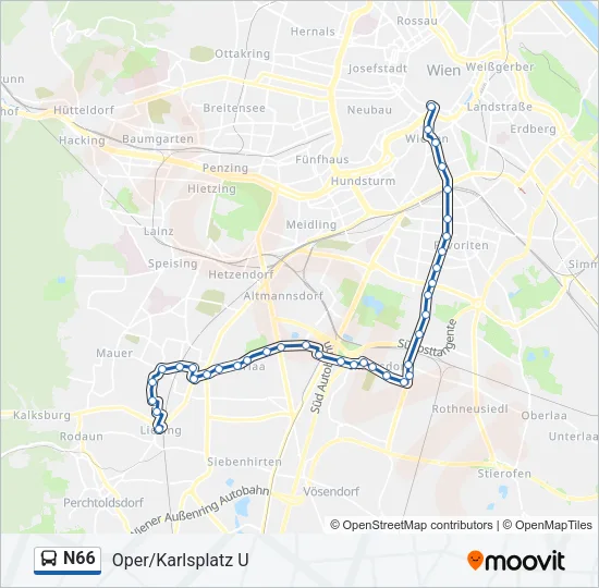 N66 Bus Line Map