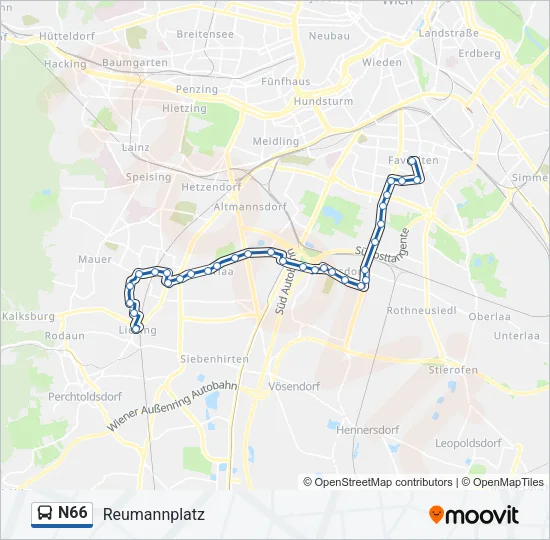N66 Bus Line Map