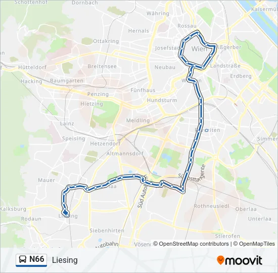 N66 Bus Line Map