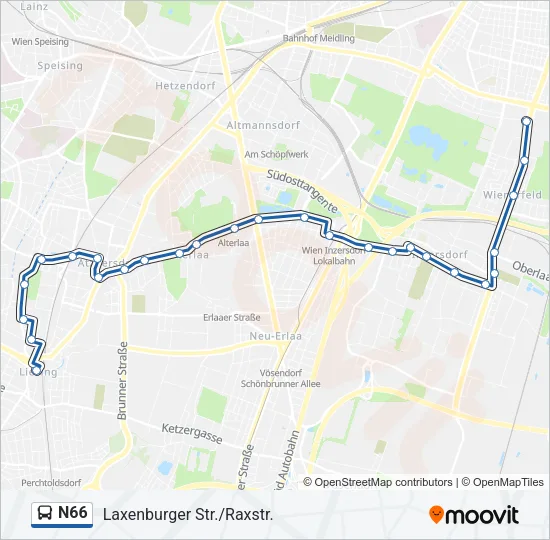 N66 Bus Line Map