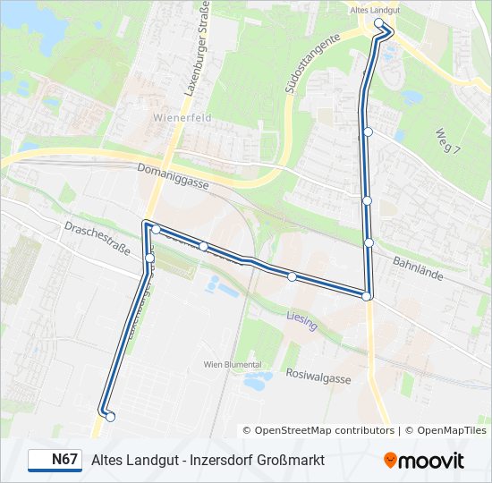 N67 bus Line Map