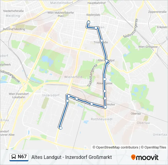 N67 Bus Line Map