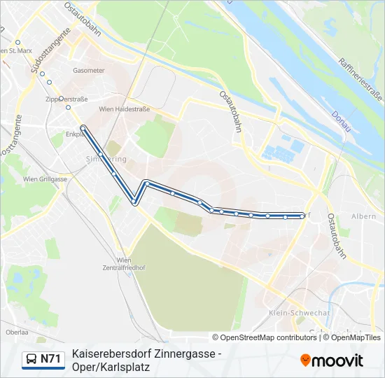 N71 Bus Line Map