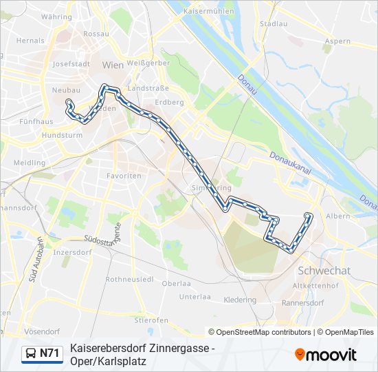 N71 bus Line Map