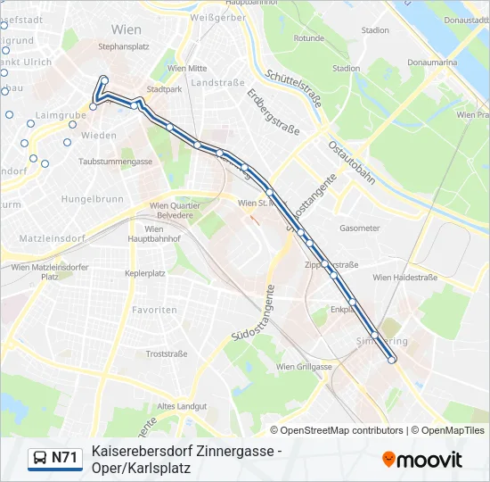 N71 Bus Line Map