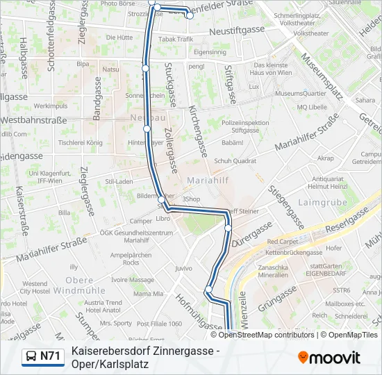 N71 Bus Line Map