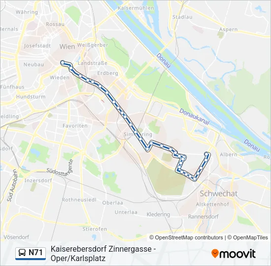 N71 Bus Line Map