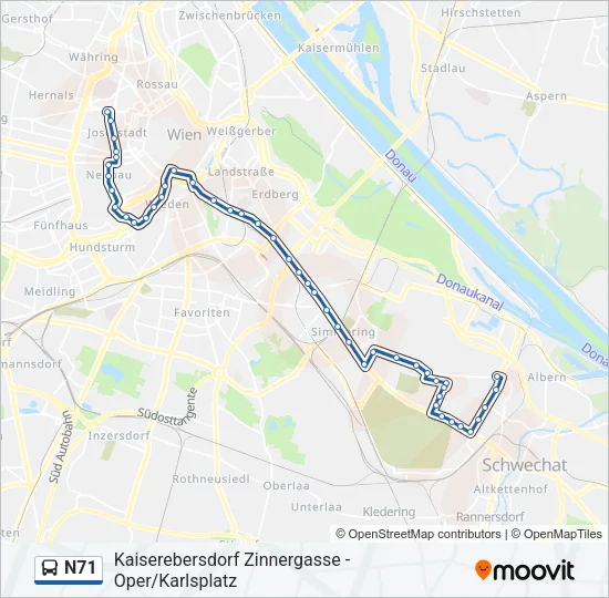 N71 Bus Line Map