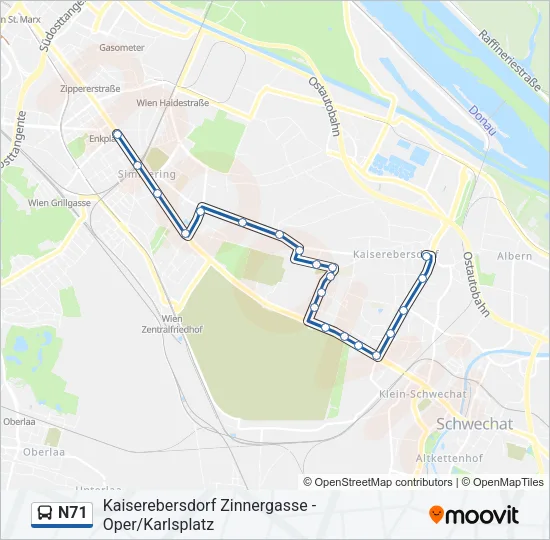 N71 Bus Line Map
