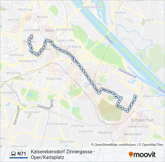 N71 Bus Line Map