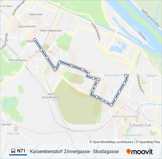 N71 bus Line Map