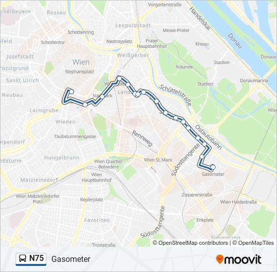 N75 bus Line Map