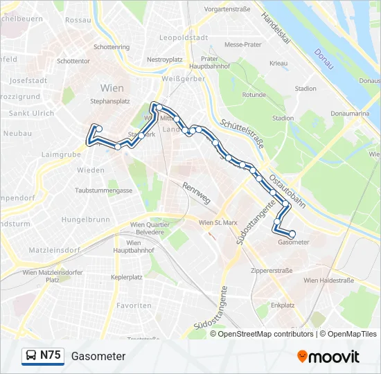 N75 Bus Line Map