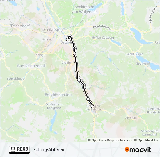 REX3 Train Line Map
