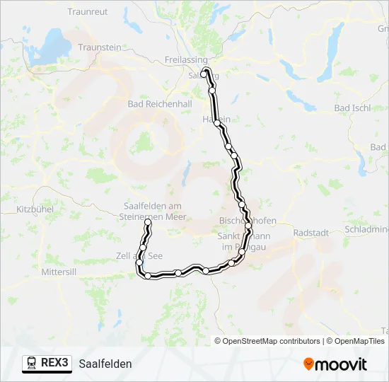 REX3 Train Line Map