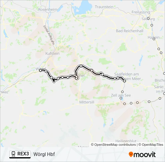 REX3 Train Line Map
