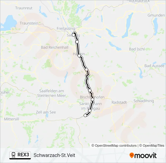REX3 Train Line Map