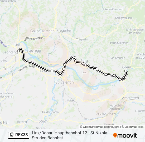 REX33 Train Line Map