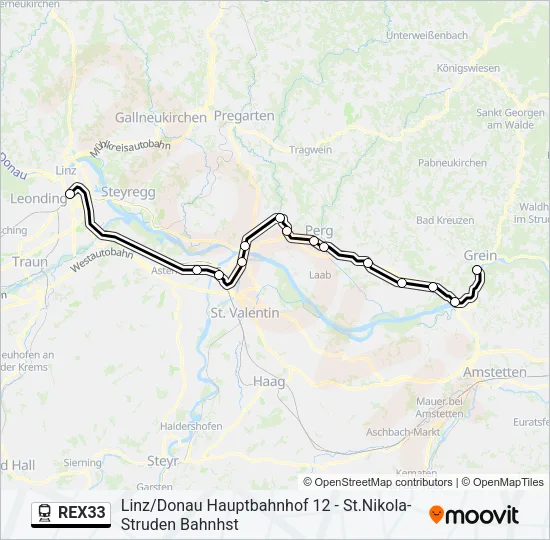 REX33 Train Line Map
