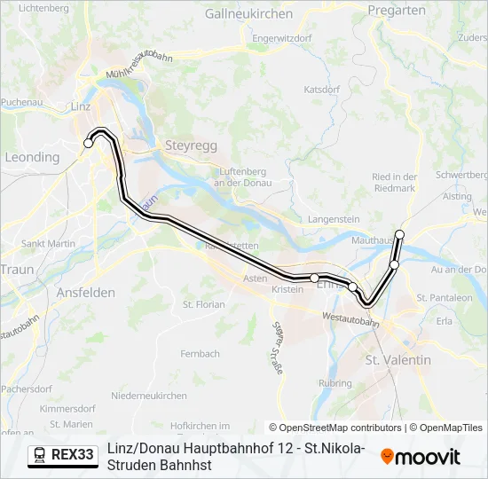REX33 Train Line Map